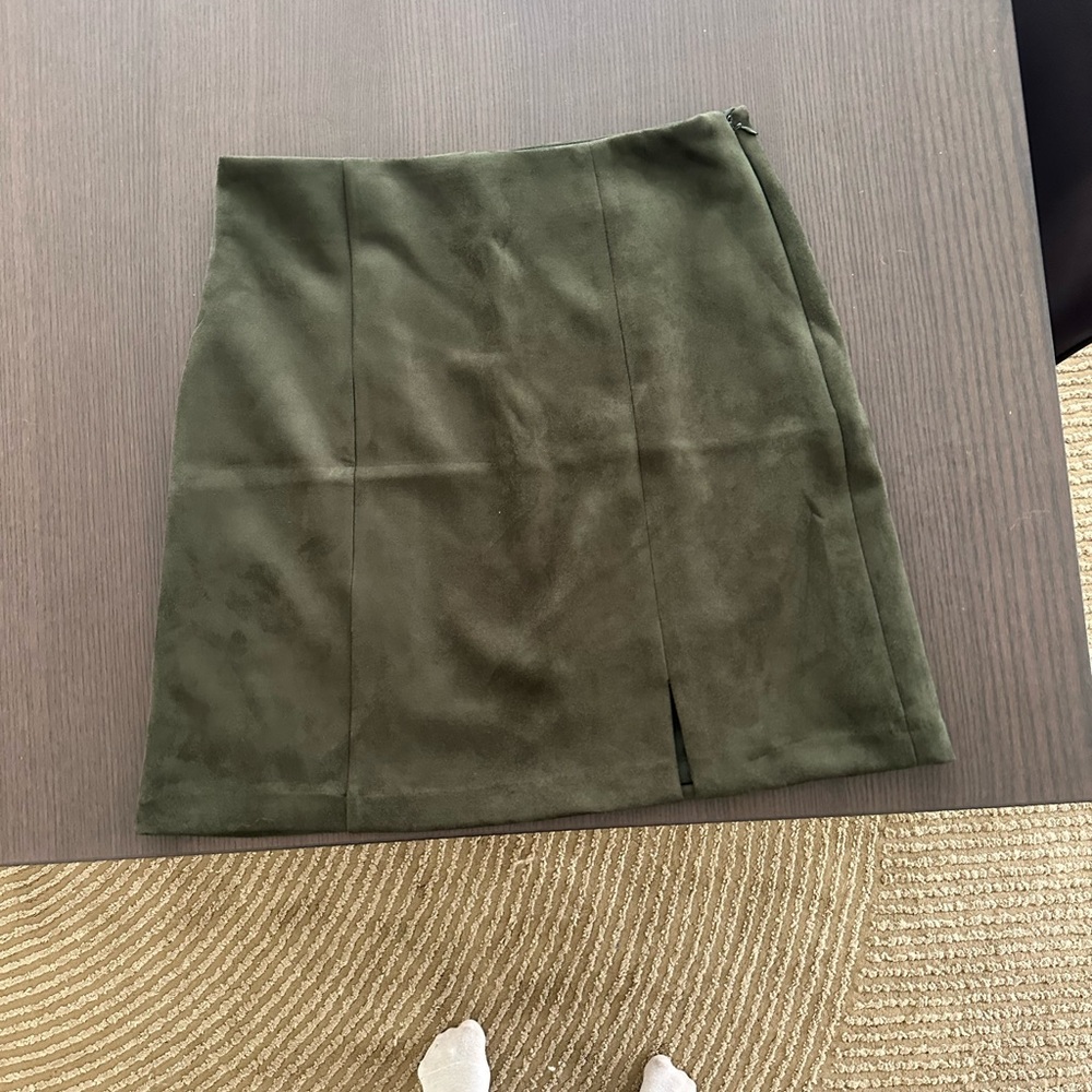LOFT Olive Suede Skirt